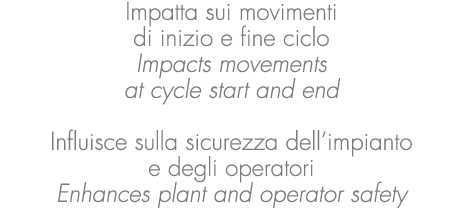 Impatta sui movimenti di inizio e fine ciclo Impacts movements at cycle start and end Influisce sulla sicurezza dell’...