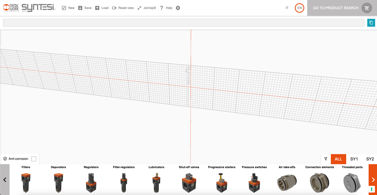 Écran d'accueil du configurateur Syntesi
